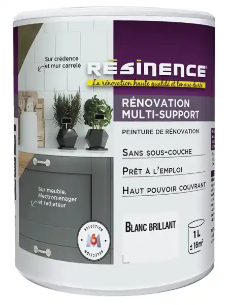 Dernier Modèle Peinture Rénovation multi-supports blanc brillant satin 1 l RESINENCE