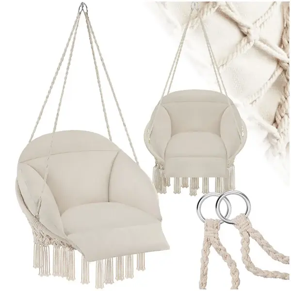 Pas Cher Fauteuil suspendu Samira beige TECTAKE