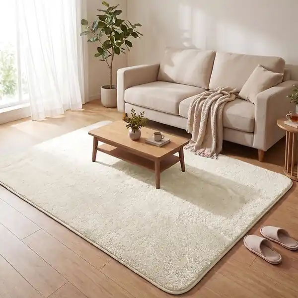 Tapis de salon poils ras doux antiderapant 160x230cm uni beige VOUNOT Bon Marché