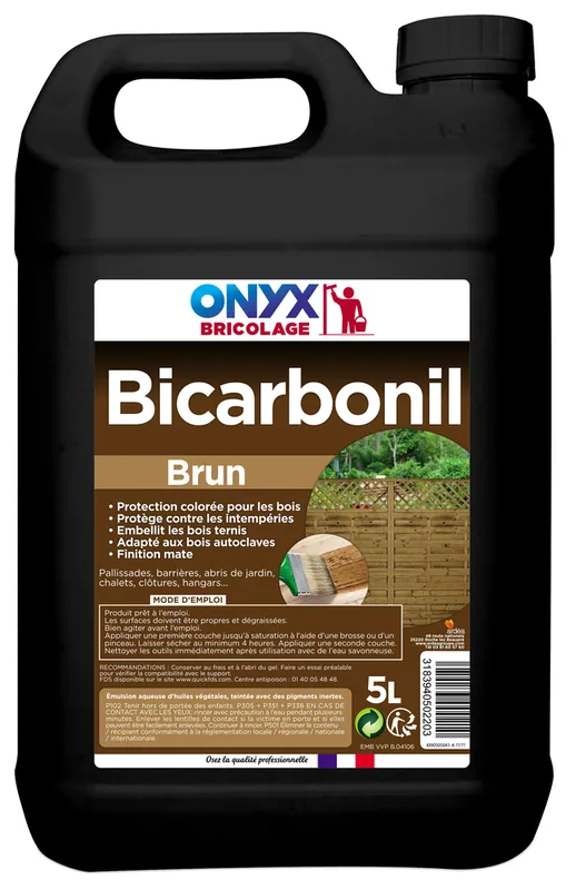 Top Vente Protection des bois extérieurs Bicarbonil brun 5 litres ONYX