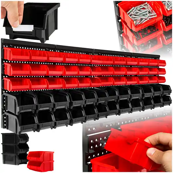 Commande En Gros Etagère murale avec 30 bacs de rangement noir TECTAKE