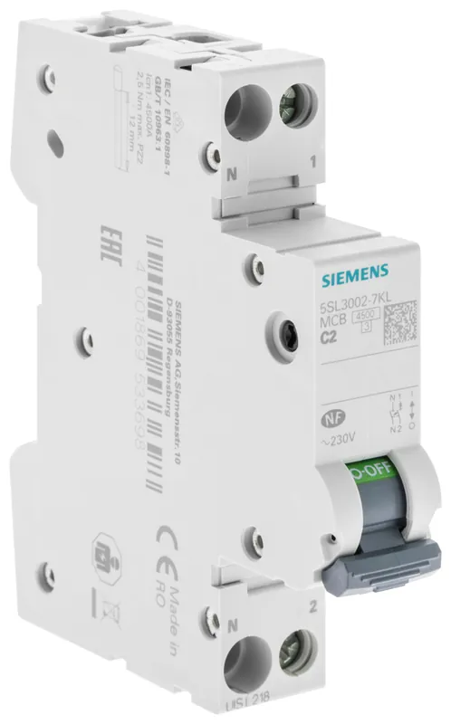 Dernière Chance Disjoncteur 2A phase+neutre 4,5 kA SIEMENS