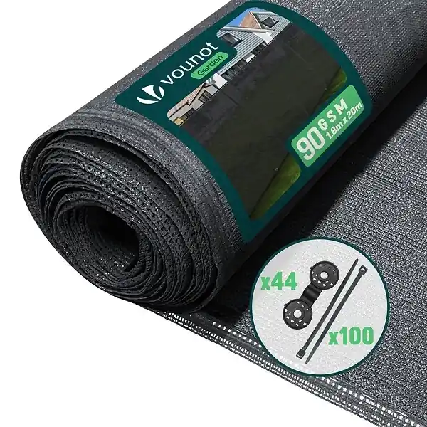 Produit De Marque Brise vue occultant en HDPE 90g/m² 1.8x20m avec attaches de fixation anthracite VOUNOT
