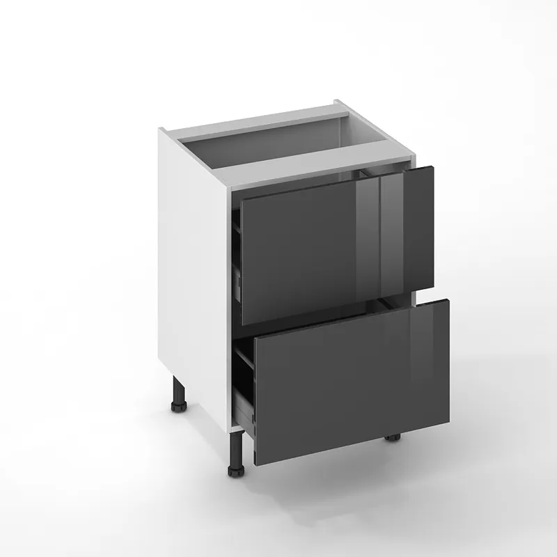 Prix Choc Façade de cuisine 2 casseroliers Cristal anthracite 60 cm pour meuble bas