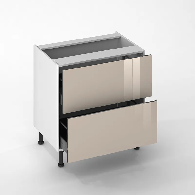 Usine Directe Façade de cuisine 2 casseroliers Cristal cashmire 80 cm pour meuble bas