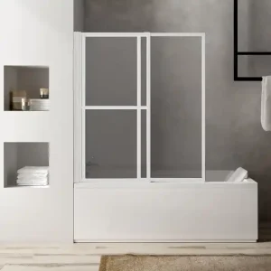 Pare-baignoire Baya 2 volets relevables coulissants et pivotant profilé blanc L max 1230 x H 1400 mm ATELIER DU BAIN Commander Maintenant