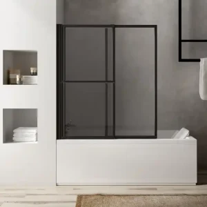 Nouveauté Pare-baignoire Baya 2 volets relevables coulissants profilé noir L 1230 x H 1400 mm JACUZZI