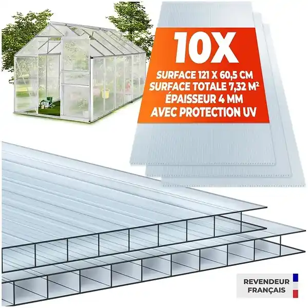 Plaques doubles SHINY en polycarbonate découpables blanc transparent TECTAKE Authentique