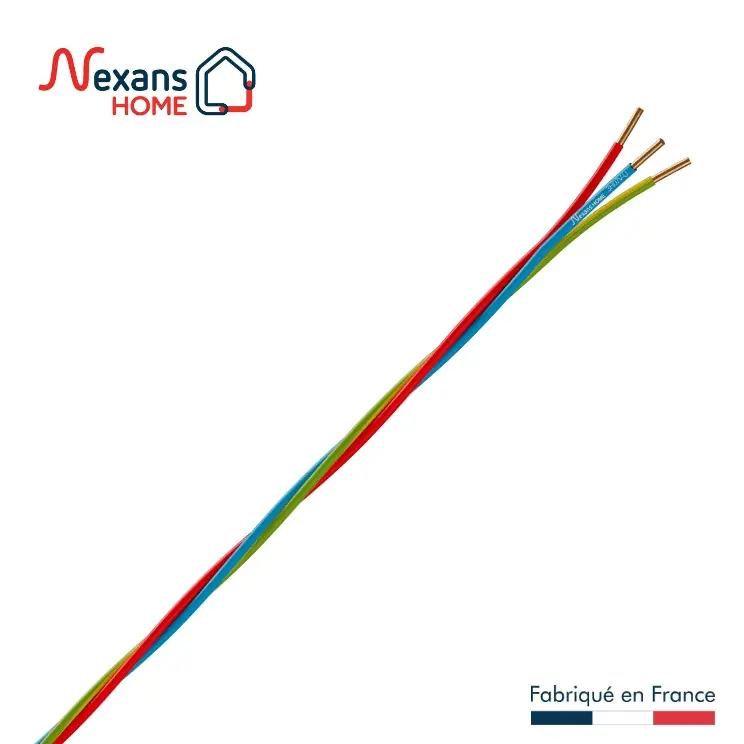 Fils électriques H07V-U 2,5 mm² rigides bleu, rouge et vert/jaune 10 m par 3 - Speedfil NEXANS Prix Choc