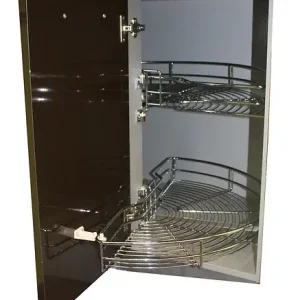 Panier demi-lune de meuble - 2 pièces - Chrome VALINO Top Vente