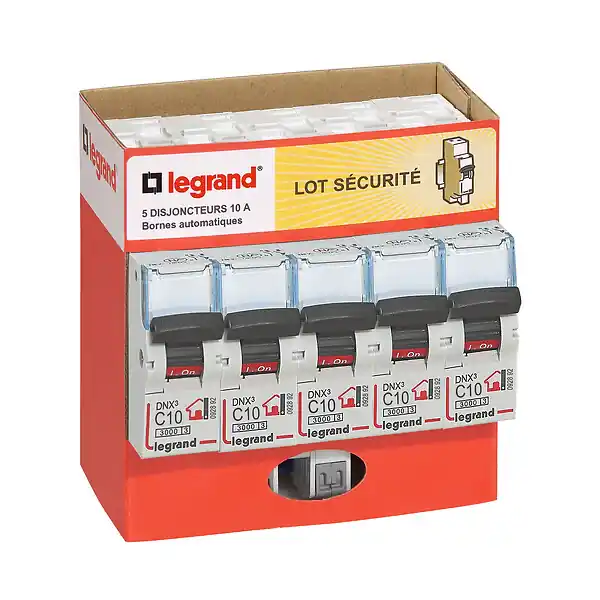 Livraison Express Pack de 5 disjoncteurs 10A - bornes automatiques LEGRAND