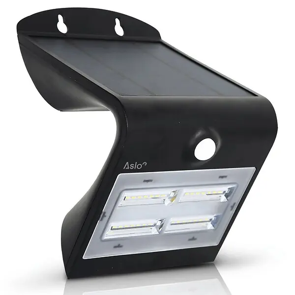 Jusqu'à Épuisement Des Stocks Projecteur Led Mural Batterie lithium 2 Ah - 3.7 V Solaire NOIR Détecteur de mouvements 3.2W 400 Lm ASLO