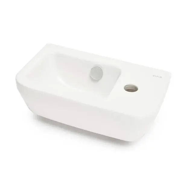 Integra Lave-mains 37x22 cm avec trou pour robinetterie sur la droite, Blanc (7091-003-0029) VITRA Livraison Express