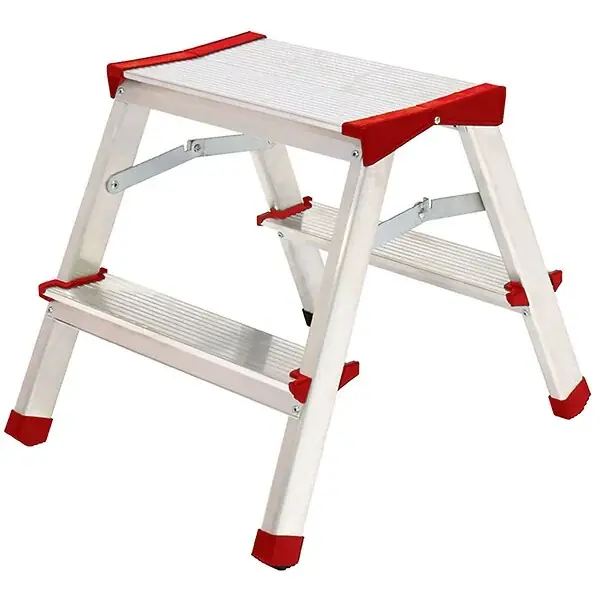 Escabeau 2 marches Marche-pied Aluminium Charge 125 kg Pliable Pieds anti-dérapants BRIXO Nouvel Arrivage