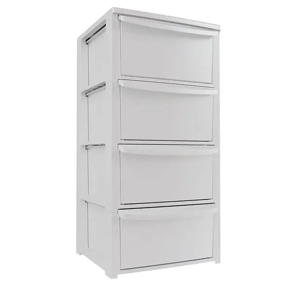 Commode 4 tiroirs Blanc - Meuble de Rangement Chambre Bureau Buanderie 39 x 38.5 x H 80.5 cm Art Plast ARTPLAST Promotion Saisonnière