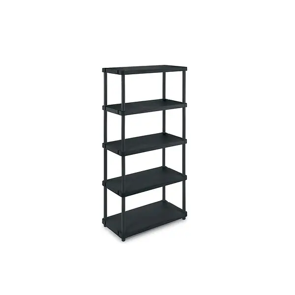 Retour Gratuit Etagère résine noire 5 tablettes L61xP31xH172 cm Charge 30kg par tablette ITOOLS
