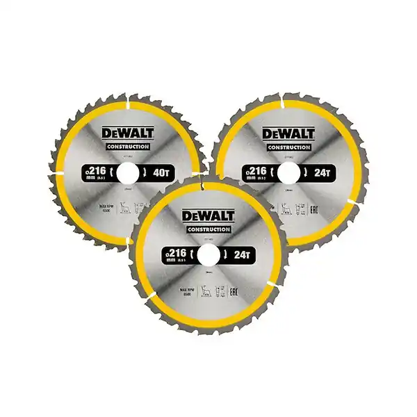 Acheter Direct Coffret plastique de 3 lames Ø 216mm Carbure Construction DEWALT DT1962-QZ pour scie circulaire stationnaires