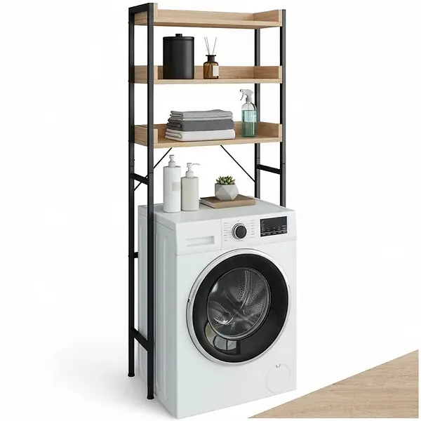 Authentique Étagère de salle de bain Seattle Bois clair industriel, Chêne Sonoma TECTAKE