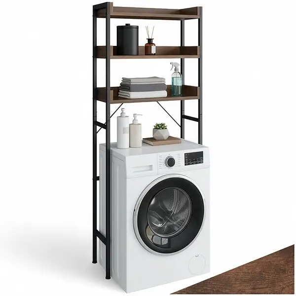 Étagère de salle de bain Seattle Bois foncé industriel, rustique TECTAKE Meilleure Vente