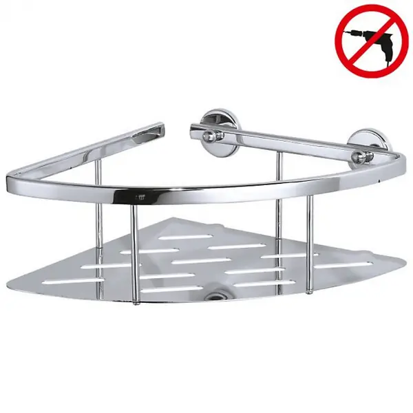 Dernier Modèle Aluxx Panier d‘angle avec plateau en aluminium chromé inoxydable, pose facile sans perçage (40203-00000-00) TESA