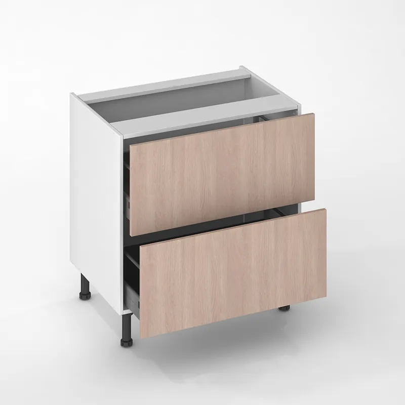 Façade de cuisine 2 casseroliers chêne blanchi 80 cm pour meuble bas Prix Réduit