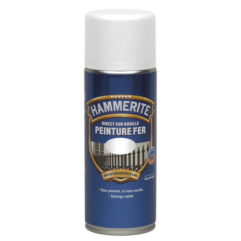 Top Vente Peinture lisse spécial fer en aérosol 400 ml blanc HAMMERITE