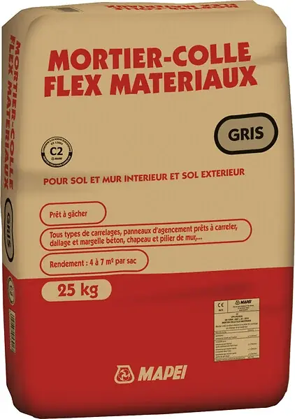 Jusqu'à Épuisement Des Stocks Mortier-colle flexible MAPEI - Gris - Sac 25 kg