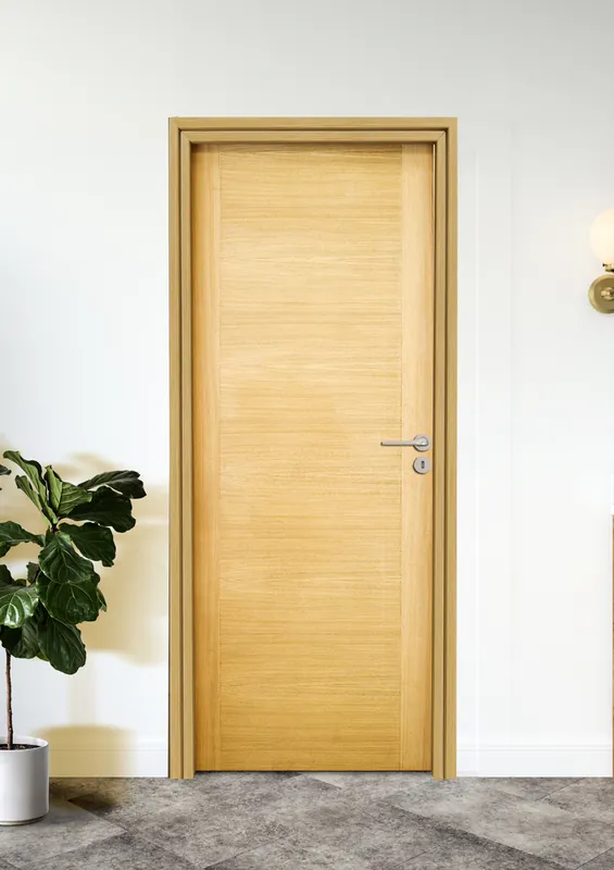 Bloc-porte fin de chantier postformé H.204 x l.73 cm décor plaqué chêne EQUINOXE poussant gauche - SMIS Bon Marché