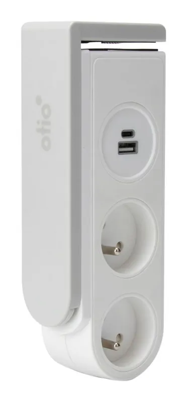 Expédition Rapide Multiprise clipsable 2 prises avec prises USB A et USB C 1,5m blanc OTIO
