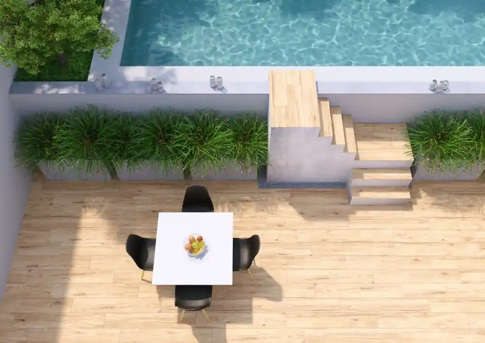 Carrelage de sol extérieur amande NWOOD ép 10 mm 20 x 120 cm rectifié paquet de 1,44 m² HERBERIA Vente Directe