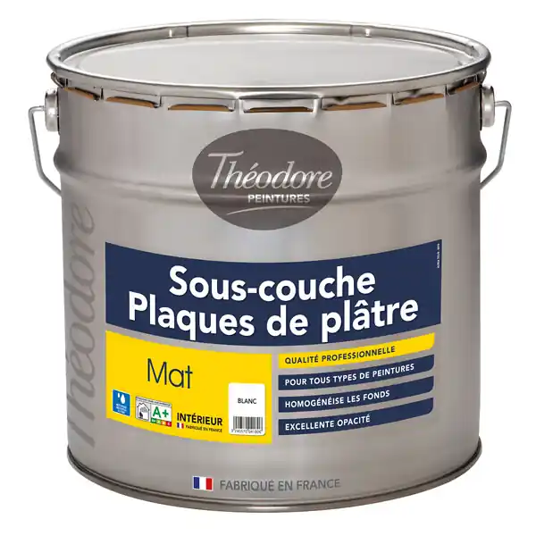 Sous-couche plaque de plâtre - Blanc - 10L THEODORE PEINTURES Promotion Saisonnière