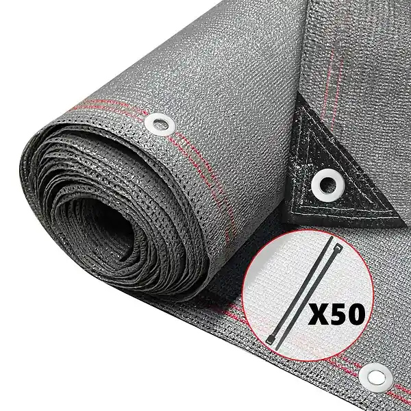 Produit De Marque Brise vue occultant en HDPE 230g/m² 1.8x10m avec attaches de fixation gris VOUNOT