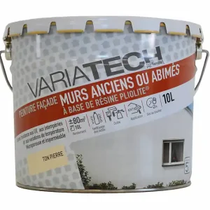 Peinture façade résine Pliolite - Ton pierre - 10L VARIATECH Prix Choc