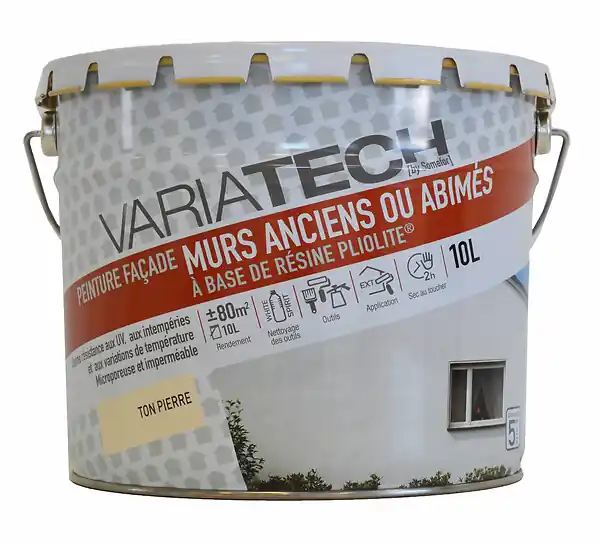Peinture façade résine Pliolite - Ton pierre - 10L VARIATECH Prix Choc