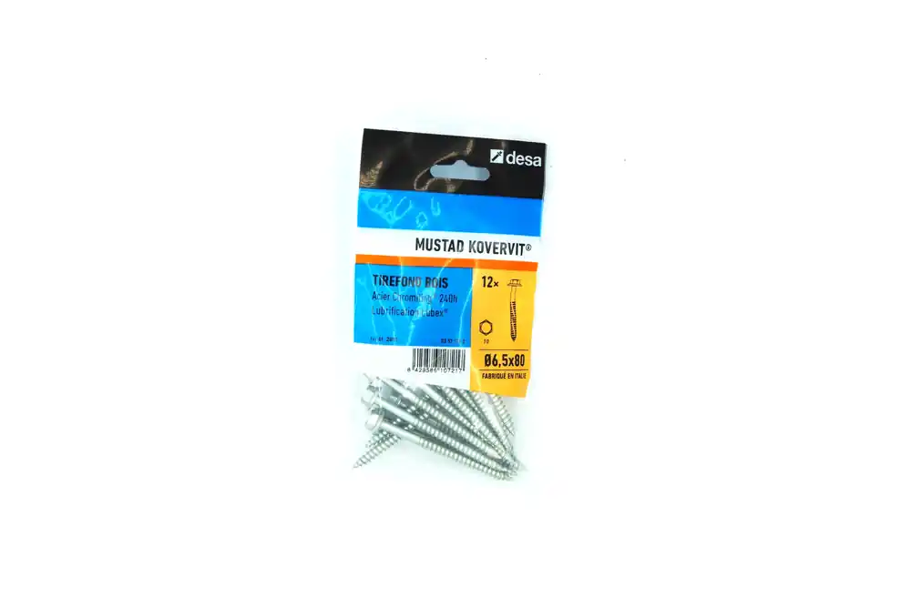 Petit Prix Tirefond Kovervit TH 6.5 x 80 mm par 12 MUSTAD