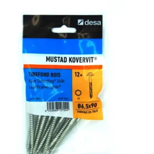 Expédition Rapide Tirefond Kovervit TH 6.5 x 90 mm par 12 MUSTAD