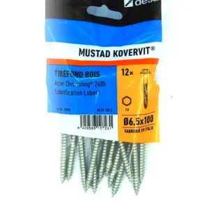 Tirefond Kovervit TH 6.5 x 100 mm par 12 MUSTAD Seulement Aujourd'hui