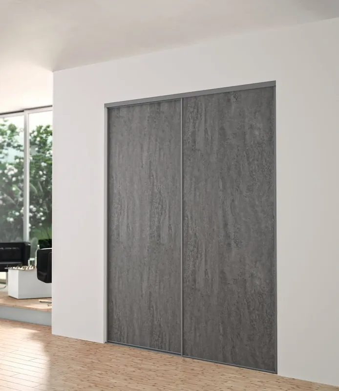Porte de placard coulissante gris béton H 2,50 m x L 0,914 m YKARIO Acheter Direct