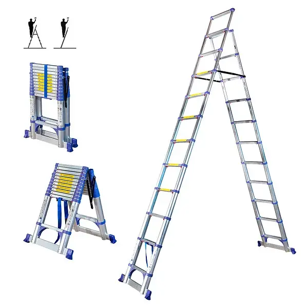 Meilleur Prix Escabeau 12 marches telescopique EXTENDACT12, Echelle telescopique 3.5m+3.2m, escabeau pliable, Stabilisateur, H max travail 5m, Garantie 5 ans HOSTRÖM