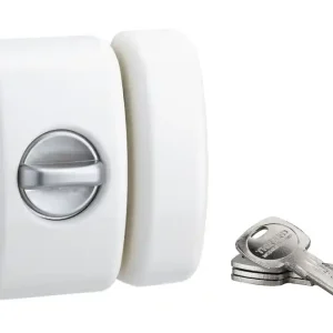 Achat Immédiat Verrou de porte d‘entrée universel à bouton et cylindre 45 mm blanc 4 clés THIRARD