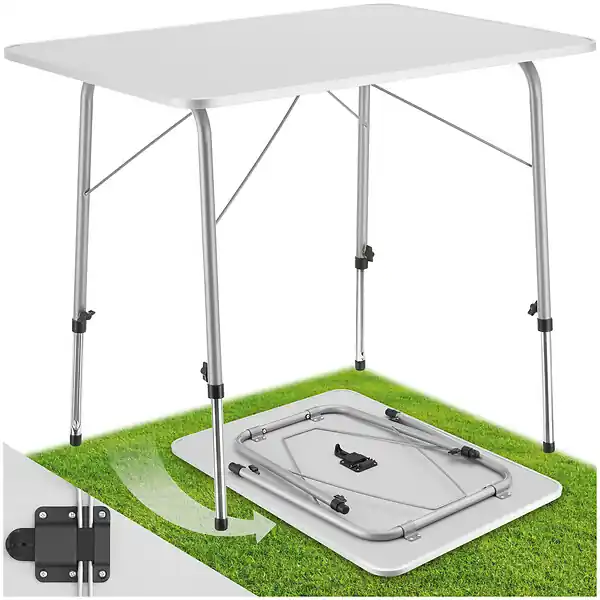 Table pliante hauteur ajustable gris TECTAKE Achetez Aujourd'hui