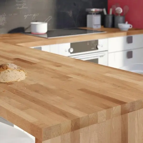 Plan de travail - Hetre massif lamelle - L200xP65cm - Ep 2,6cm AJ TIMBER Acheter Direct