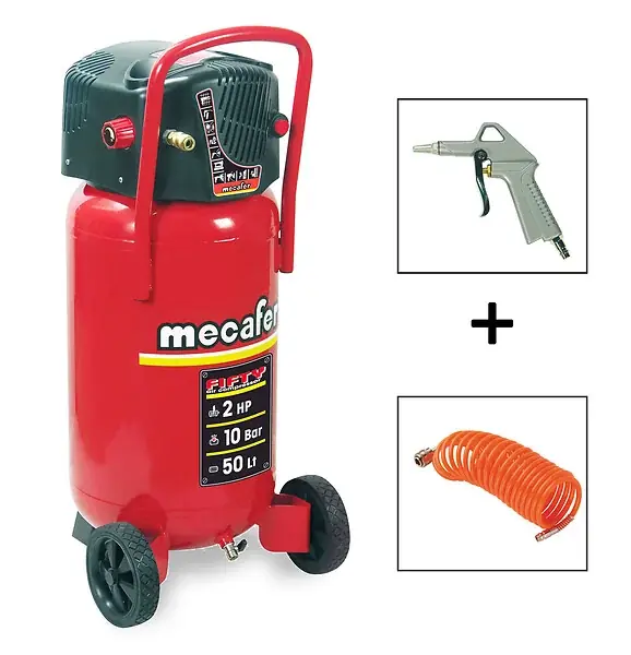 Compresseur vertical 2HP - 50L - Sans huile - 10 bars MECAFER Commande En Gros