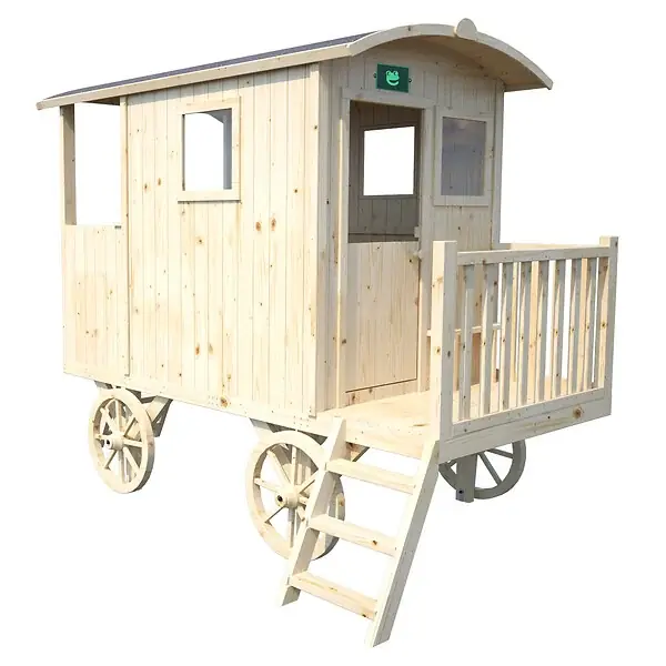 Jusqu'à Épuisement Des Stocks Maisonnette bois roulotte CARRY - L.262xl.155xH.203cm CERLAND