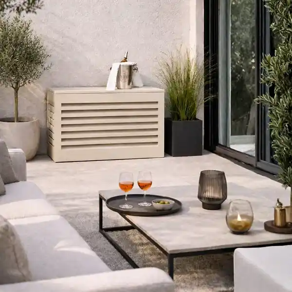 Bon Plan Cache climatisation - Venetian - Aluminium - Beige RAL9001 - Taille médium - Moyen L 110 x H 80 x P 55 cm BEYOND BLUE