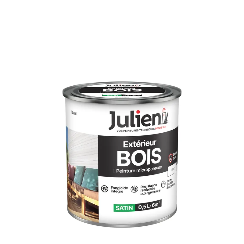 Peinture bois blanc satin 500 ml JULIEN Jusqu'à Épuisement Des Stocks