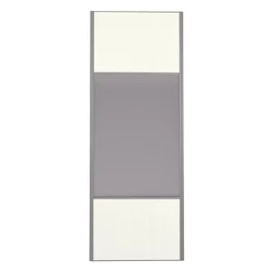 Acheter Direct Porte de placard Miroir et Blanc Nacré Structuré Profil gris H 248,5 x L 92,2 cm YNGENIO