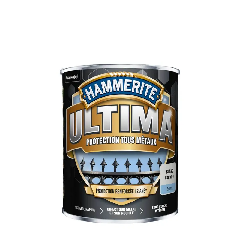 Soldes Peinture fer extérieur ultima blanc brillant 2,5L - HAMMERITE