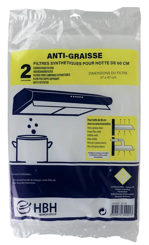 Filtre synthétique anti graisse pour hotte blanc par 2 AUTOGYRE Remise