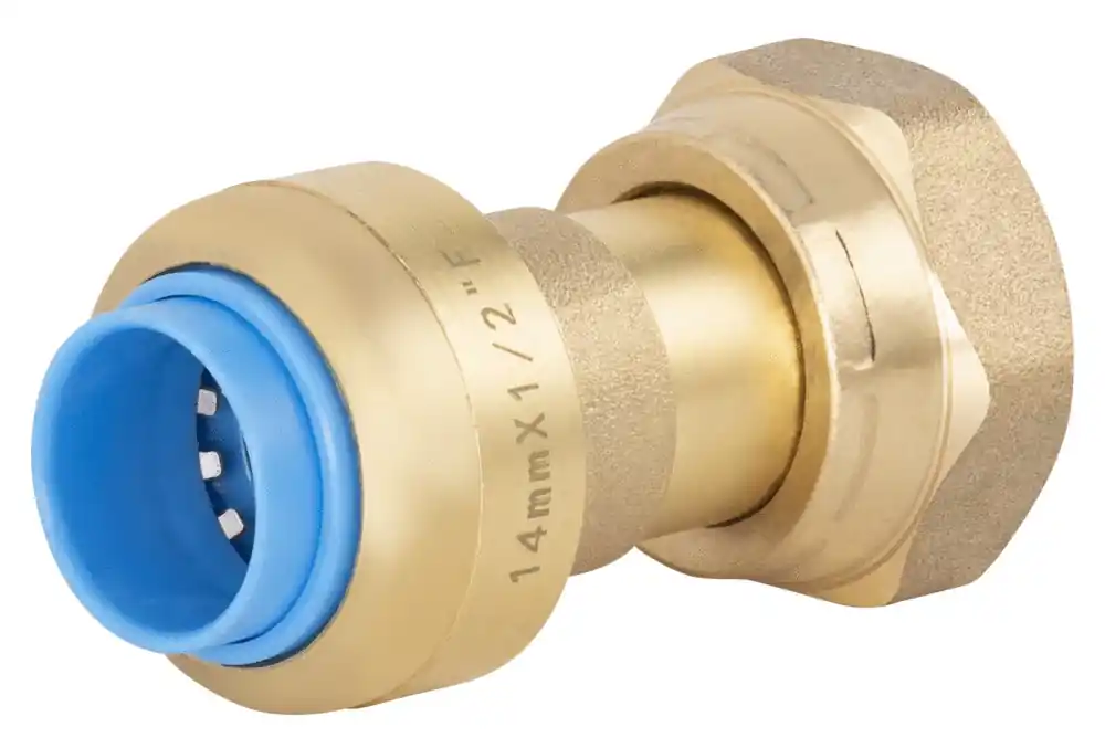 Raccord droit automatique universel femelle écrou libre 1/2 diamètre 14 mm Toutpush QUICK PLOMBERIE Dernière Chance